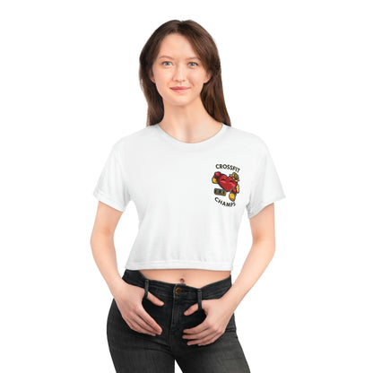 CROSSFIT CHAMPS (Small Logo - White) - Crop Tee (AOP)