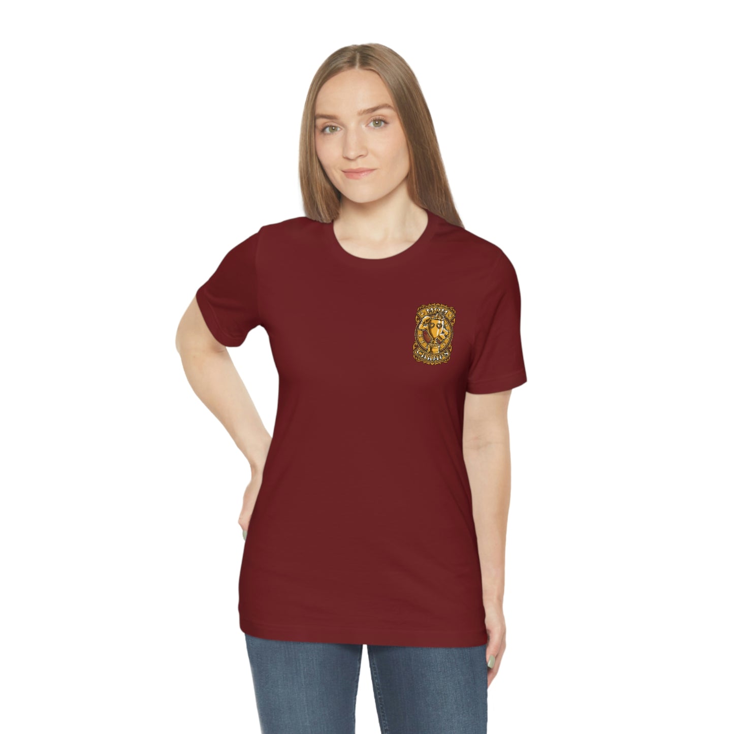Mom Champs (Gold -Front & Back)! Unisex Jersey Short Sleeve Tee (Bella+Canvas)
