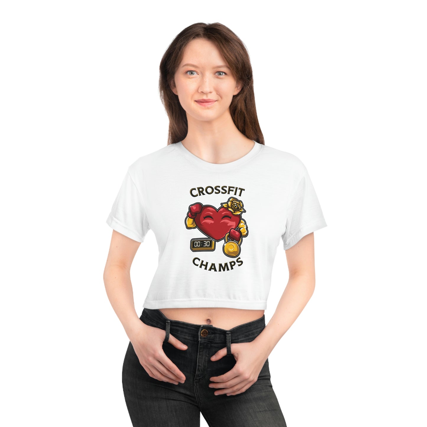 CROSSFIT CHAMPS (White) - Crop Tee (AOP)