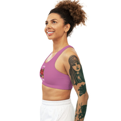 AMRAP CHAMPS - Center Logo - (Pink) - Seamless Sports Bra (AOP)