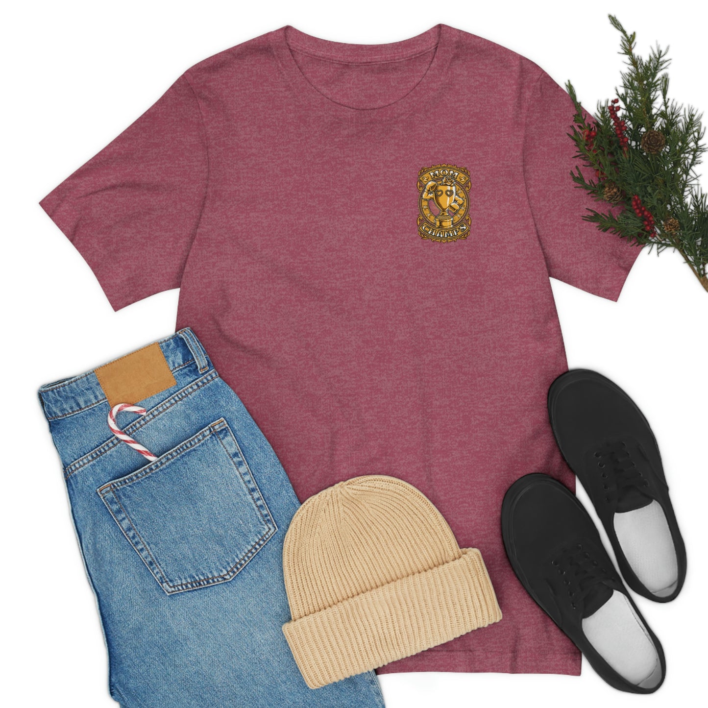 Mom Champs (Gold -Front & Back)! Unisex Jersey Short Sleeve Tee (Bella+Canvas)