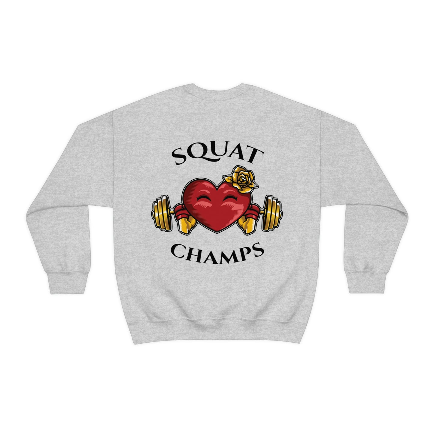 SQUAT CHAMPS (back design) - Unisex Heavy Blend™ Crewneck Sweatshirt