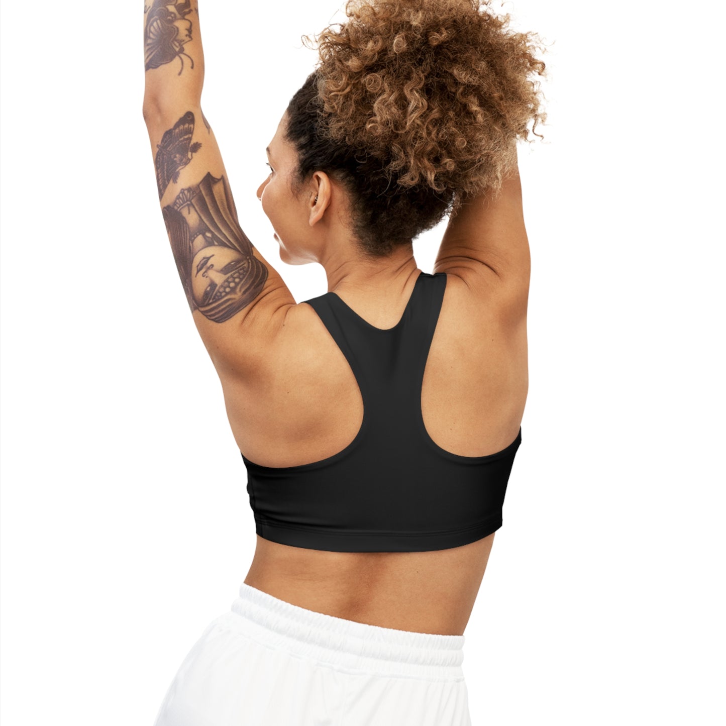 BURPEE CHAMPS - Center Logo - (Black) - Seamless Sports Bra (AOP)