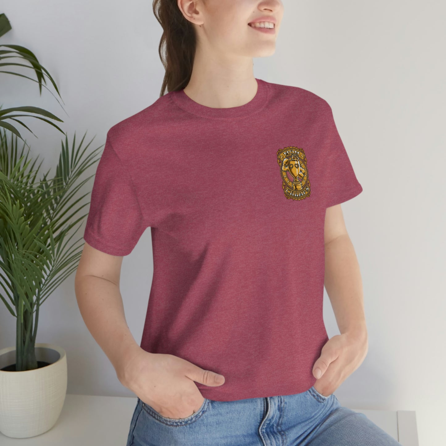 Mom Champs (Gold -Front & Back)! Unisex Jersey Short Sleeve Tee (Bella+Canvas)