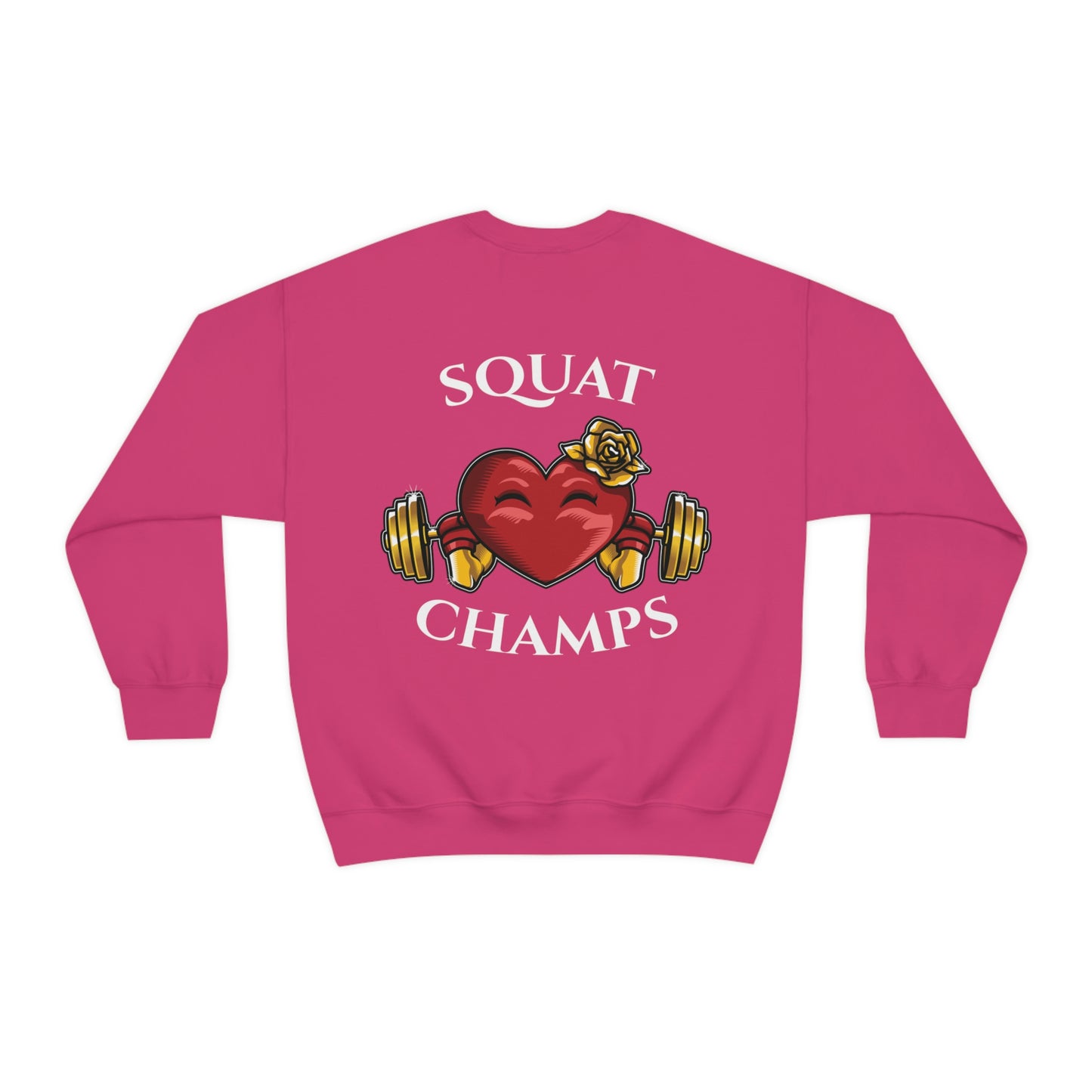 SQUAT CHAMPS (back design) - Unisex Heavy Blend™ Crewneck Sweatshirt