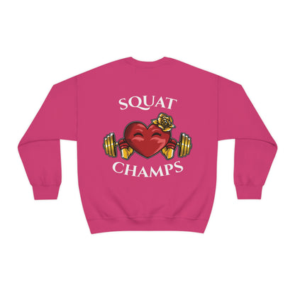 SQUAT CHAMPS (back design) - Unisex Heavy Blend™ Crewneck Sweatshirt